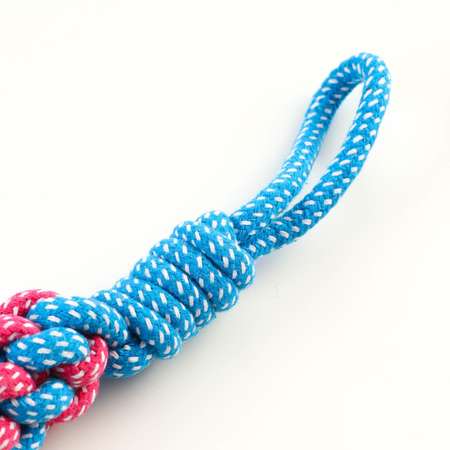 Игрушка Пижон канатная плетеная с ручкой 120 г до 31 см синяя/розовая