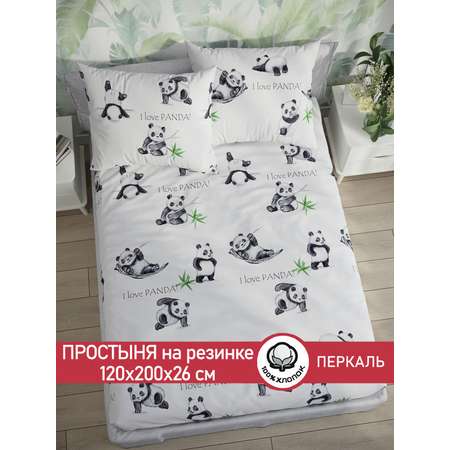 Простыня на резинке Сказка. Панды 120x200 см