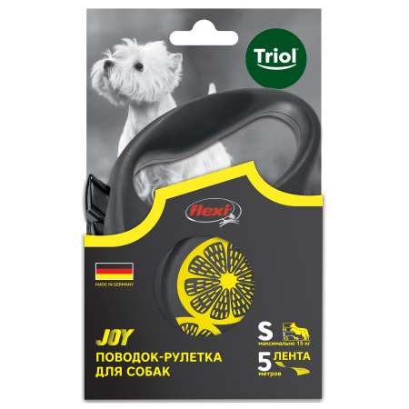 Рулетка для собак Triol Flexi Joy лента S 5м до 15кг Lemon