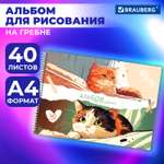 Альбом для рисования Brauberg в школу А4 40 листов на спирали аниме