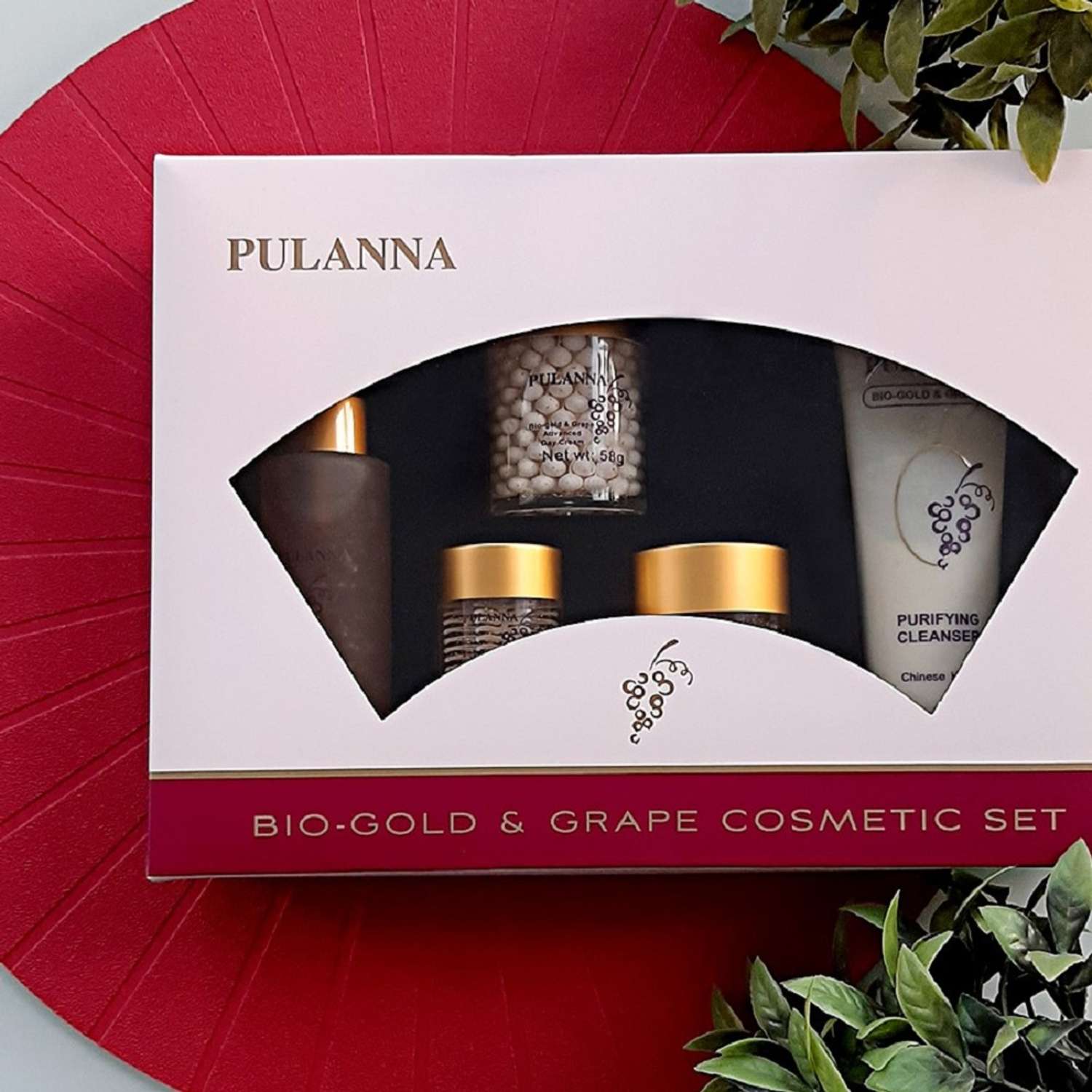 Подарочный набор для лица PULANNA Био-Золото и Виноград 5 пр. - Bio-Gold and Grape Cosmetics Set - фото 2