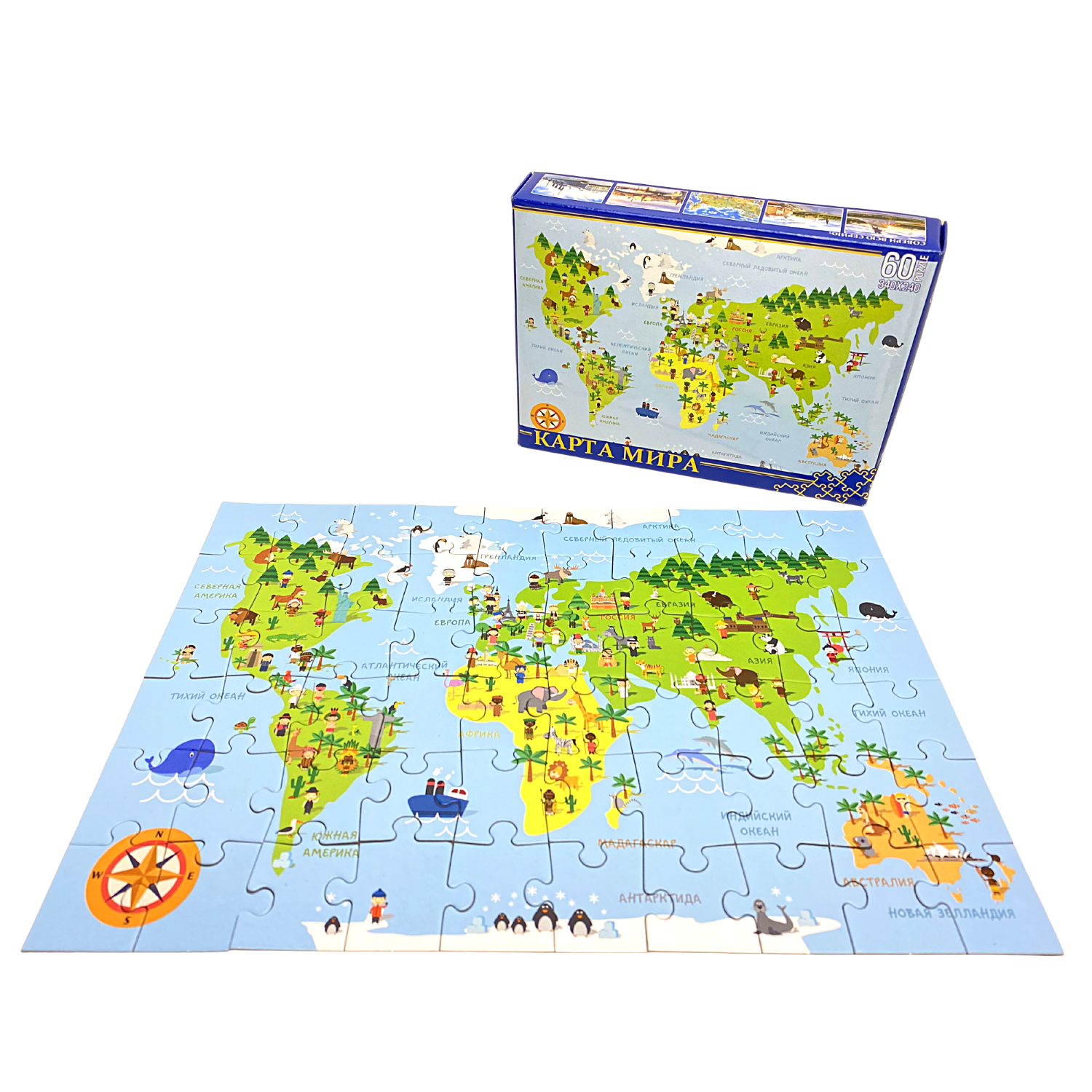 Пазл Нескучные игры Карта мира 60 элементов - фото 2