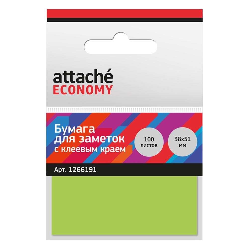 Стикеры Attache с клеевым краем 38x51 мм 100 листов зеленый 8 уп - фото 3