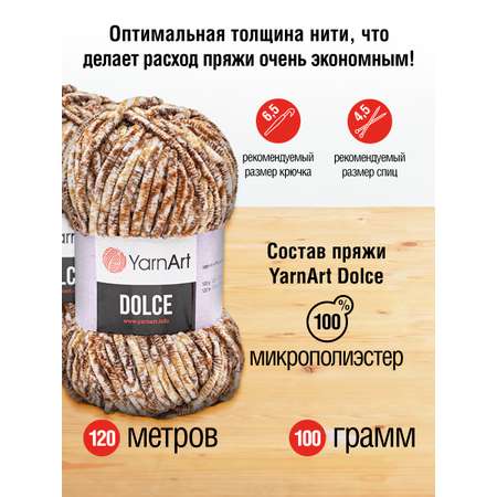 Пряжа для вязания YarnArt Dolce 100 гр 120 м микрополиэстер пушистая плюшевая 5 мотков 811 меланж