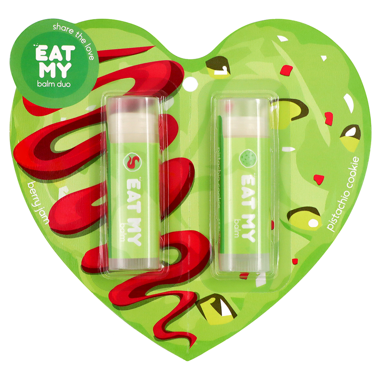 Набор бальзамов для губ EAT MY Поделись любовью: фисташка + ягоды - фото 1