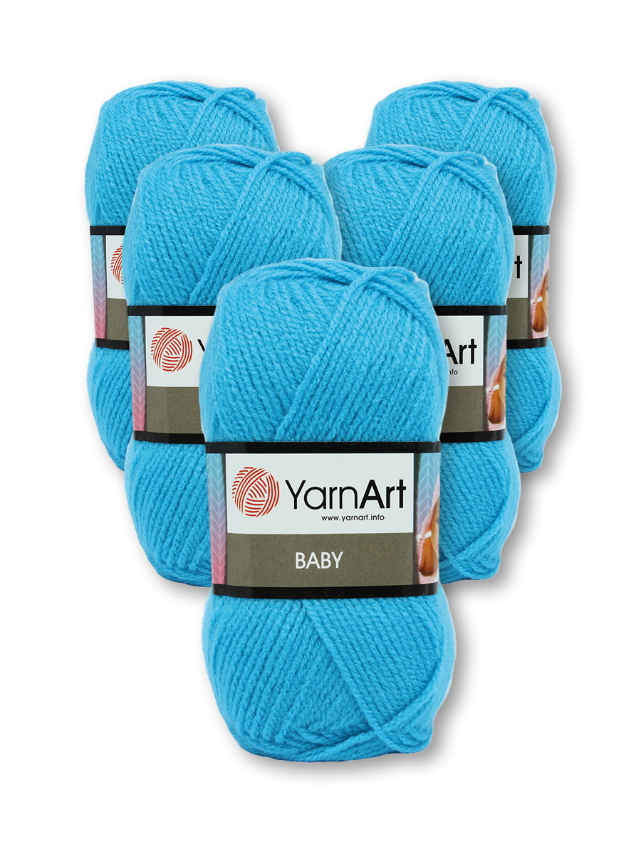 Пряжа для вязания YarnArt Baby 50 гр 150 м акрил мягкая детская 5 мотков 552 голубая бирюза - фото 6