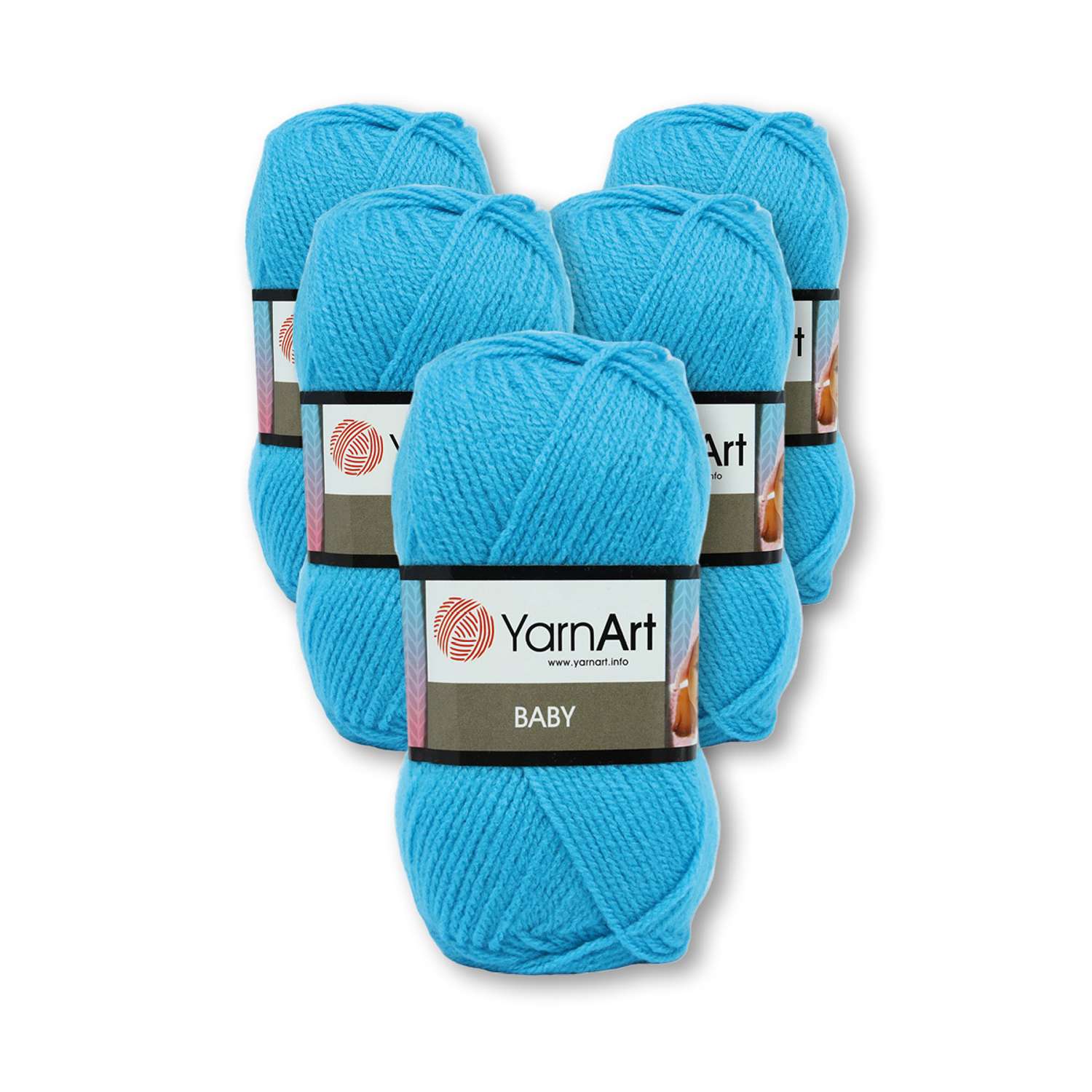 Пряжа для вязания YarnArt Baby 50 гр 150 м акрил мягкая детская 5 мотков 552 голубая бирюза - фото 6