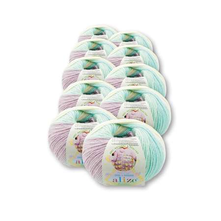 Пряжа для вязания Alize baby wool batik бамбук шерсть акрил 50 гр 175 м 6620 секционный 10 мотков