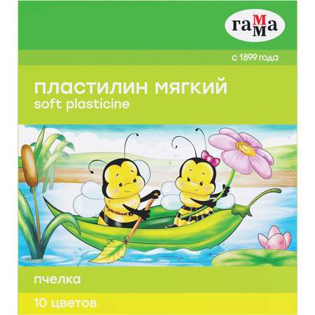Пластилин восковой мягкий ГАММА Пчелка со стеком 150г 10цветов 280031Н