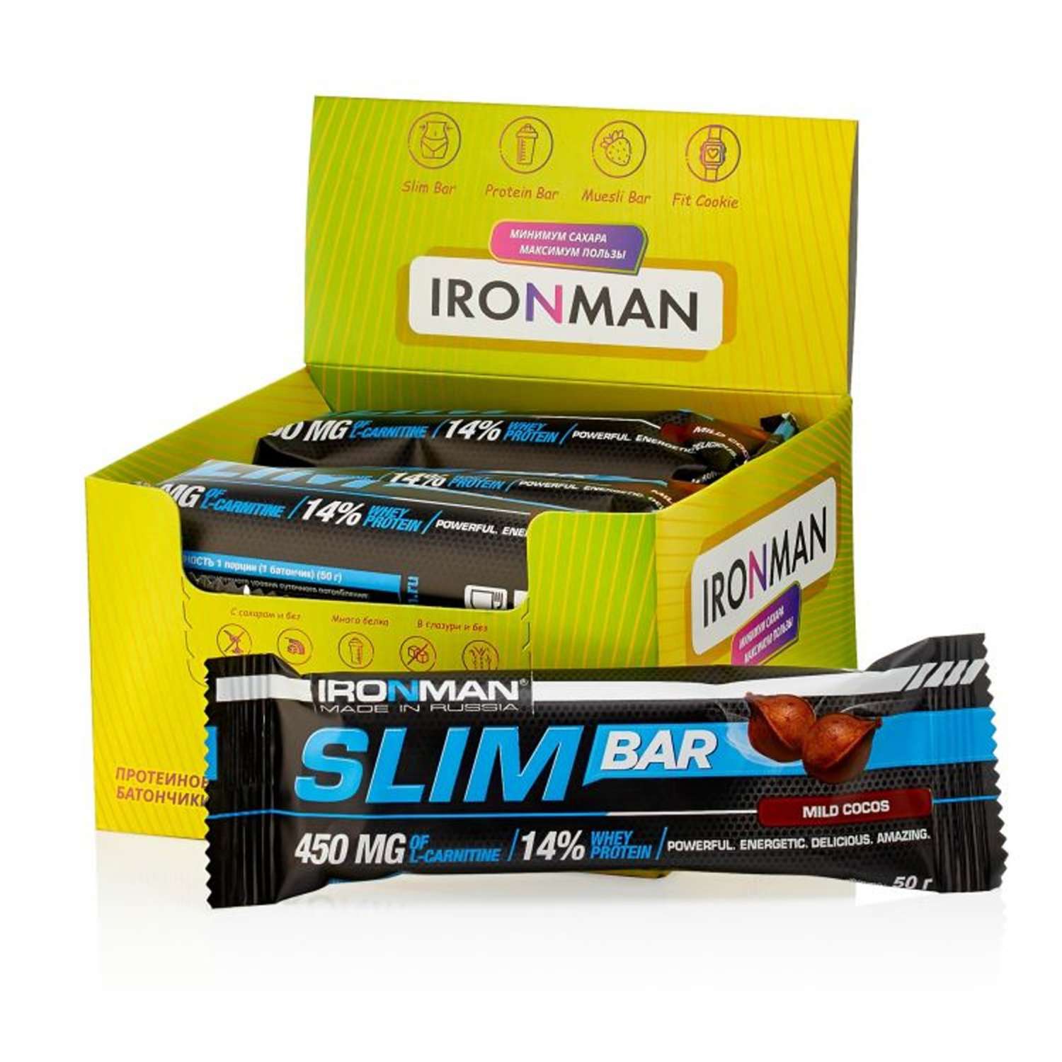 Продукт пищевой IronMan Slim Bar кокос 12*50г - фото 1
