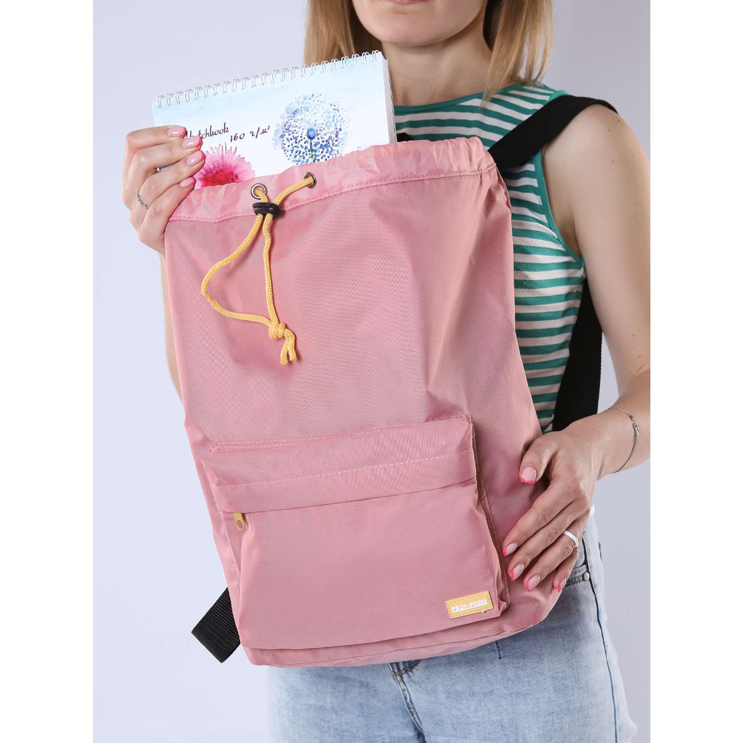 Рюкзак на шнурке Проф-Пресс Rose style цвет розовый размер 26x40x17 см - фото 14