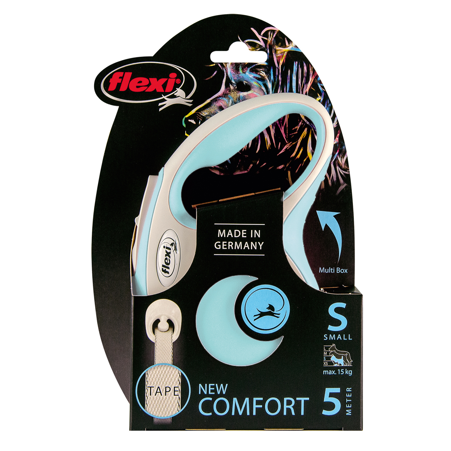 Рулетка для собак Flexi New Line Comfort S лента 5м до 15кг Серый-Голубой - фото 2