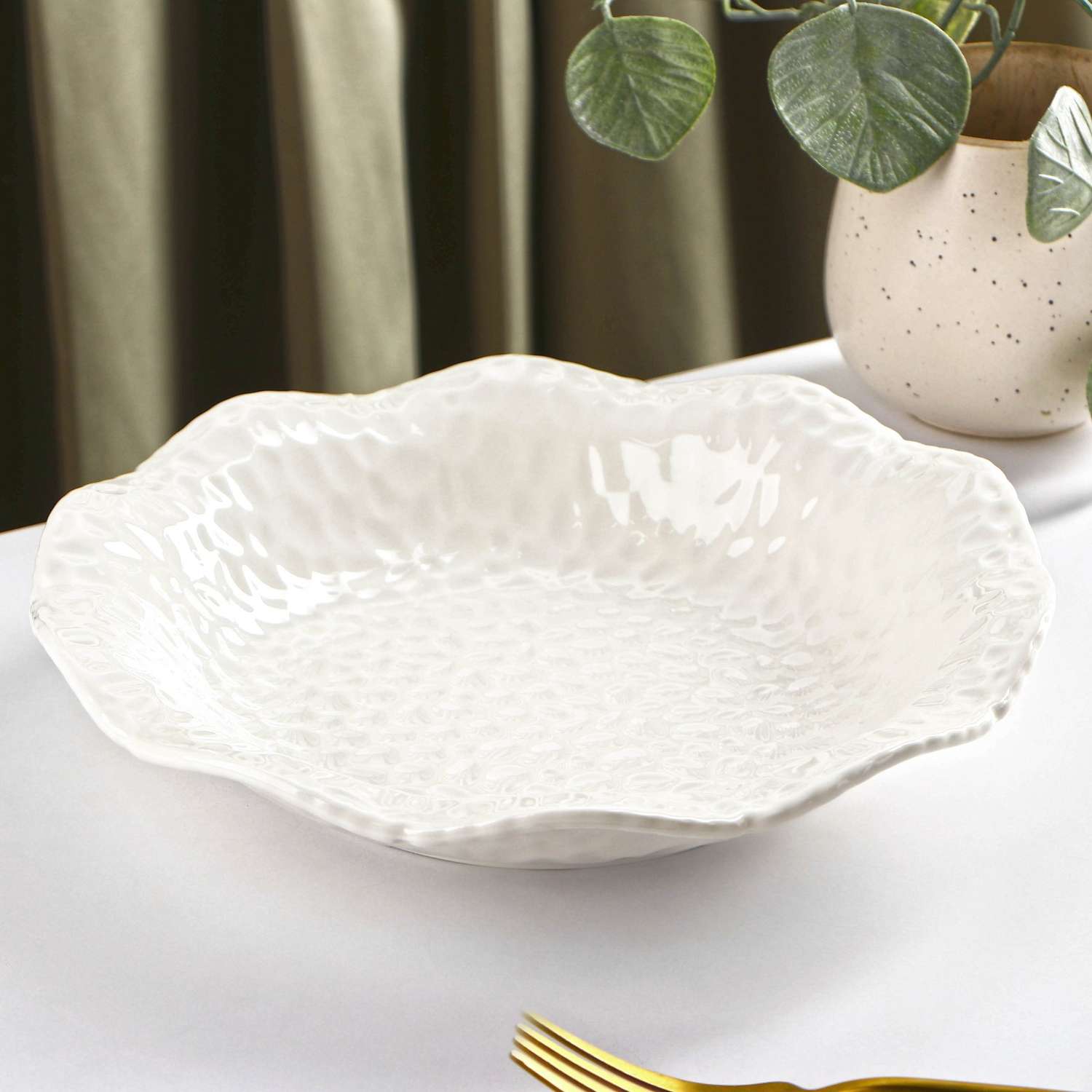 Тарелка Sima-Land керамическая десертная «Воздушность» 500 мл d=23 см цвет белый - фото 1