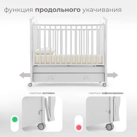 Детская кроватка Nuovita прямоугольная, поперечный маятник (белый)