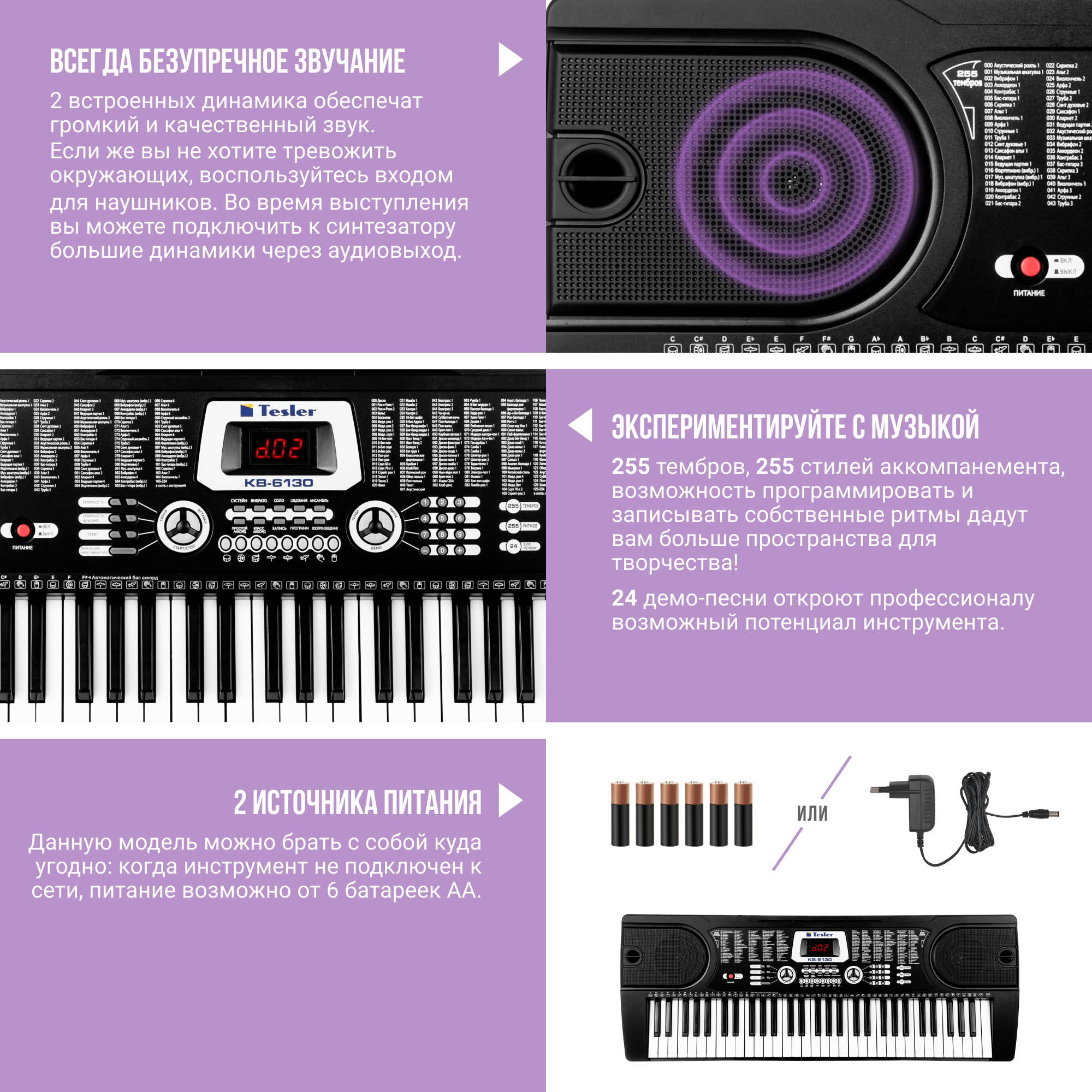 Синтезатор Tesler KB-6130 - фото 7