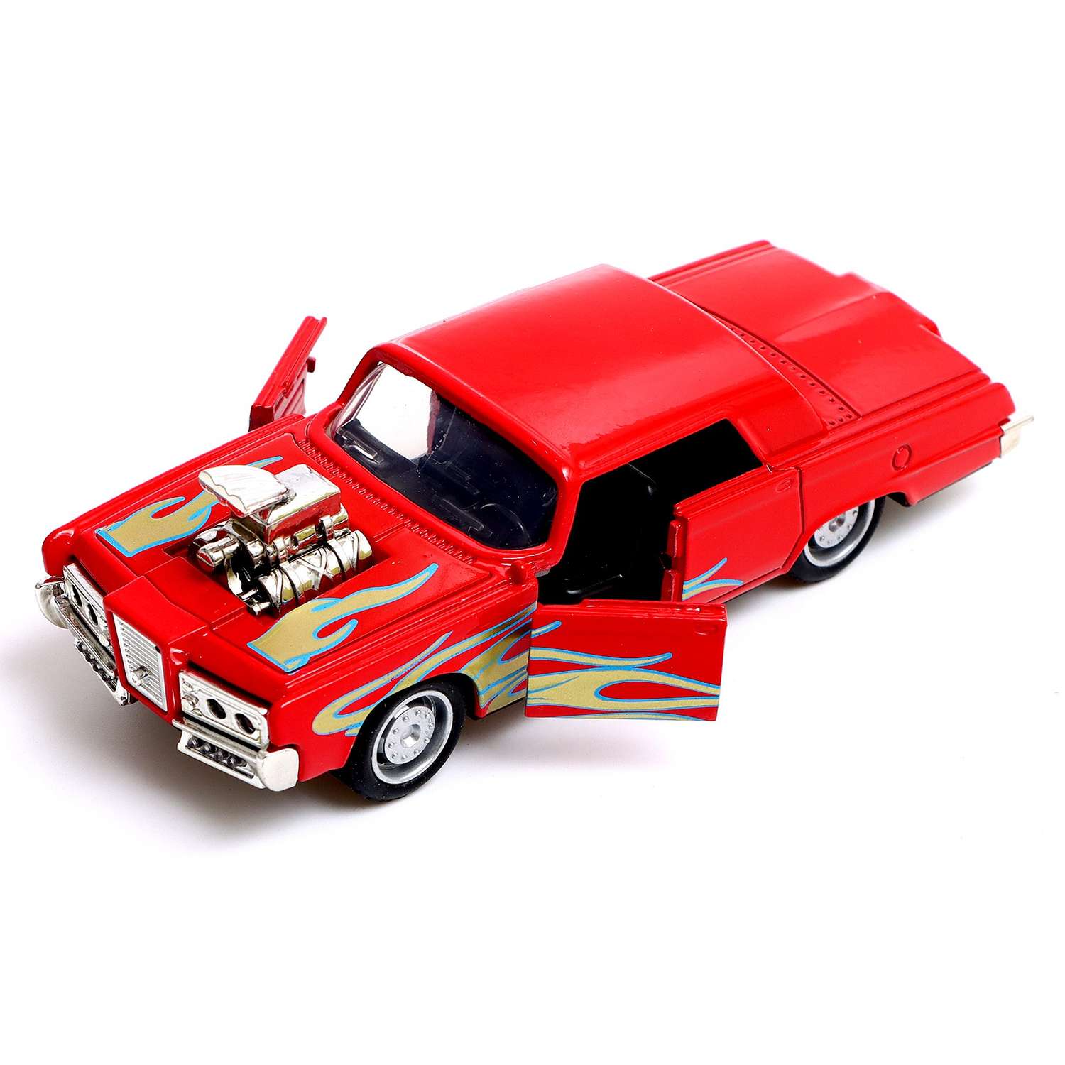 Машина Автоград металлическая Muscle car масштаб 1:32 свет и звук инерция цвет красный 9313563 - фото 4