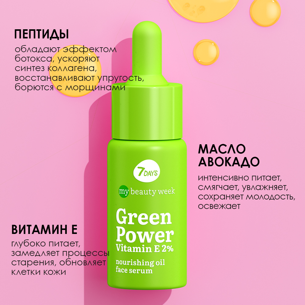 Сыворотка для лица 7DAYS Green power vitamin Е 2% питательная - фото 6