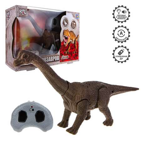 Интерактивная игрушка Robo Life Брахиозавр с пультом ДУ со звуковыми световыми и эффектами движения