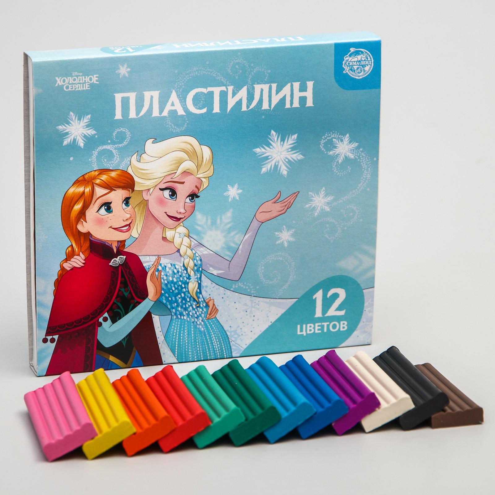 Пластилин Disney 12 цветов 180 г «Эльза и Анна» Холодное сердце - фото 1