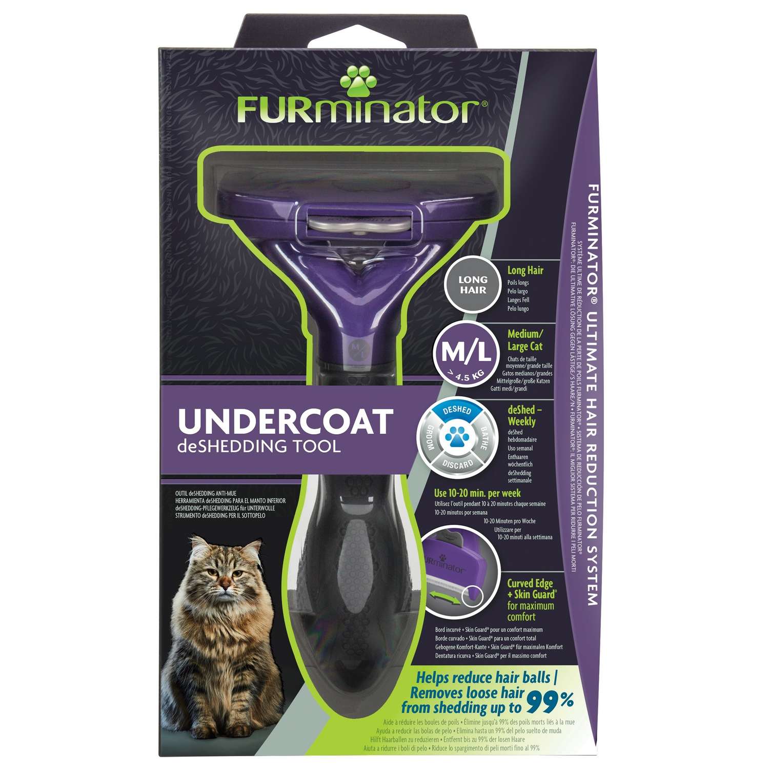 Расческа для кошек FURMINATOR больших пород c длинной шерстью M/L 141280  купить по цене 2799 ₽ в интернет-магазине Детский мир