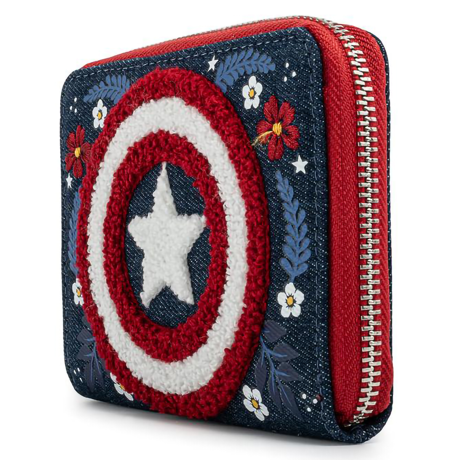 Кошелек Funko Loungefly Marvel Captain America 80th Anniversary Floral Sheild Zip Around Wallet MVWA0157 - фото 2