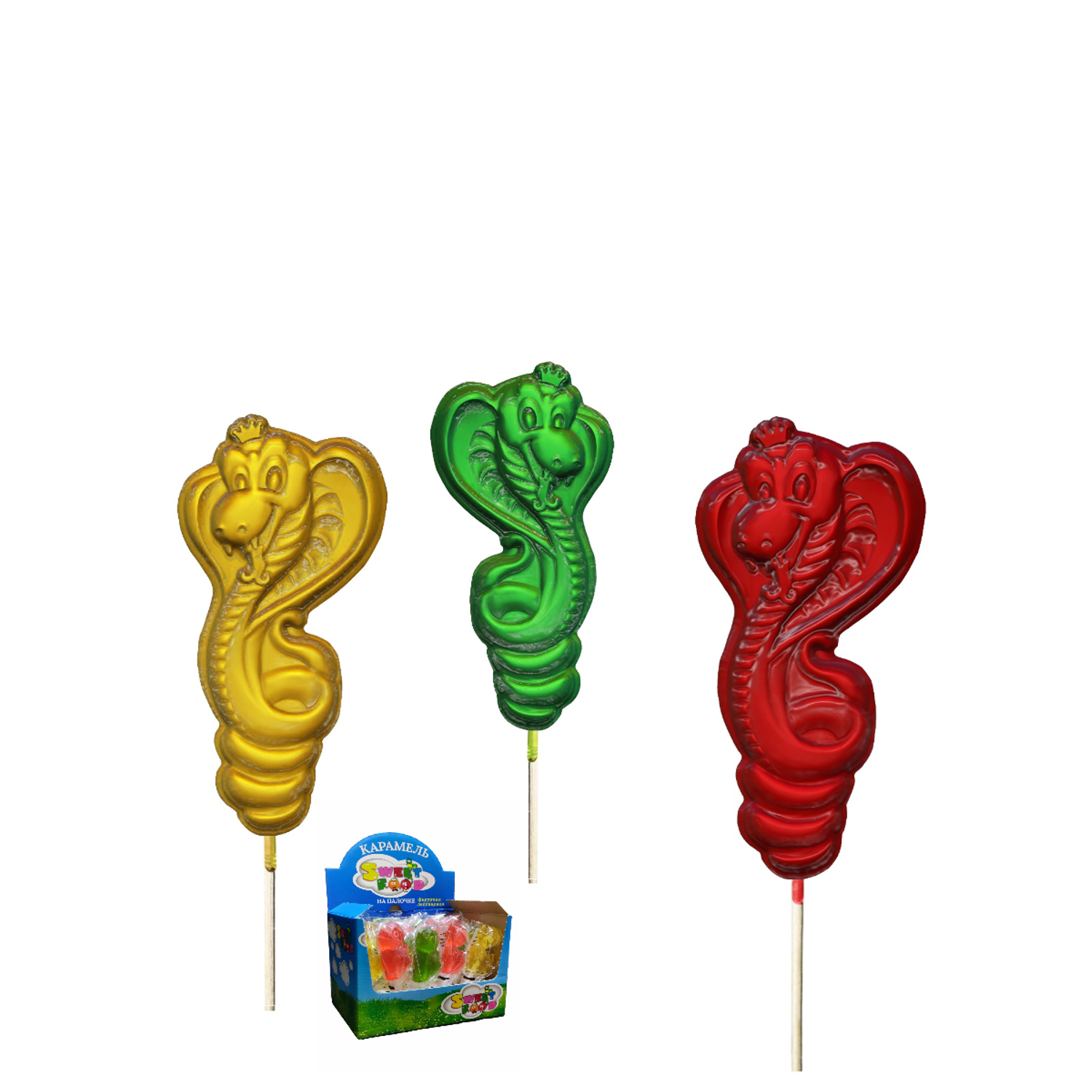 Карамель на палочке Sweet Food Символ года 2025 Змея 18шт по 80гр - фото 1