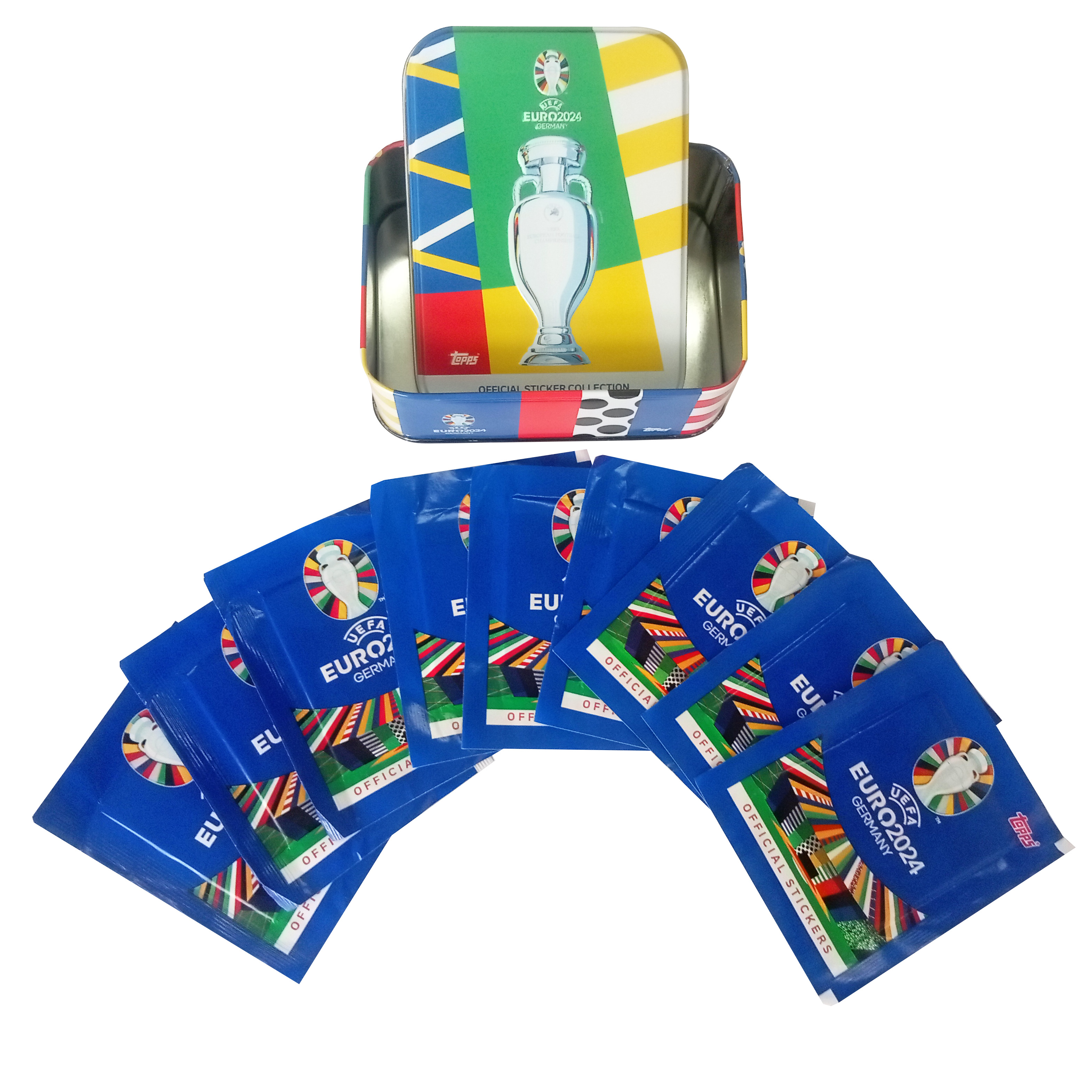 Подарочный набор topps Чемпионат Европы по футболу 9 пакетиков в жестяной коробке - фото 3