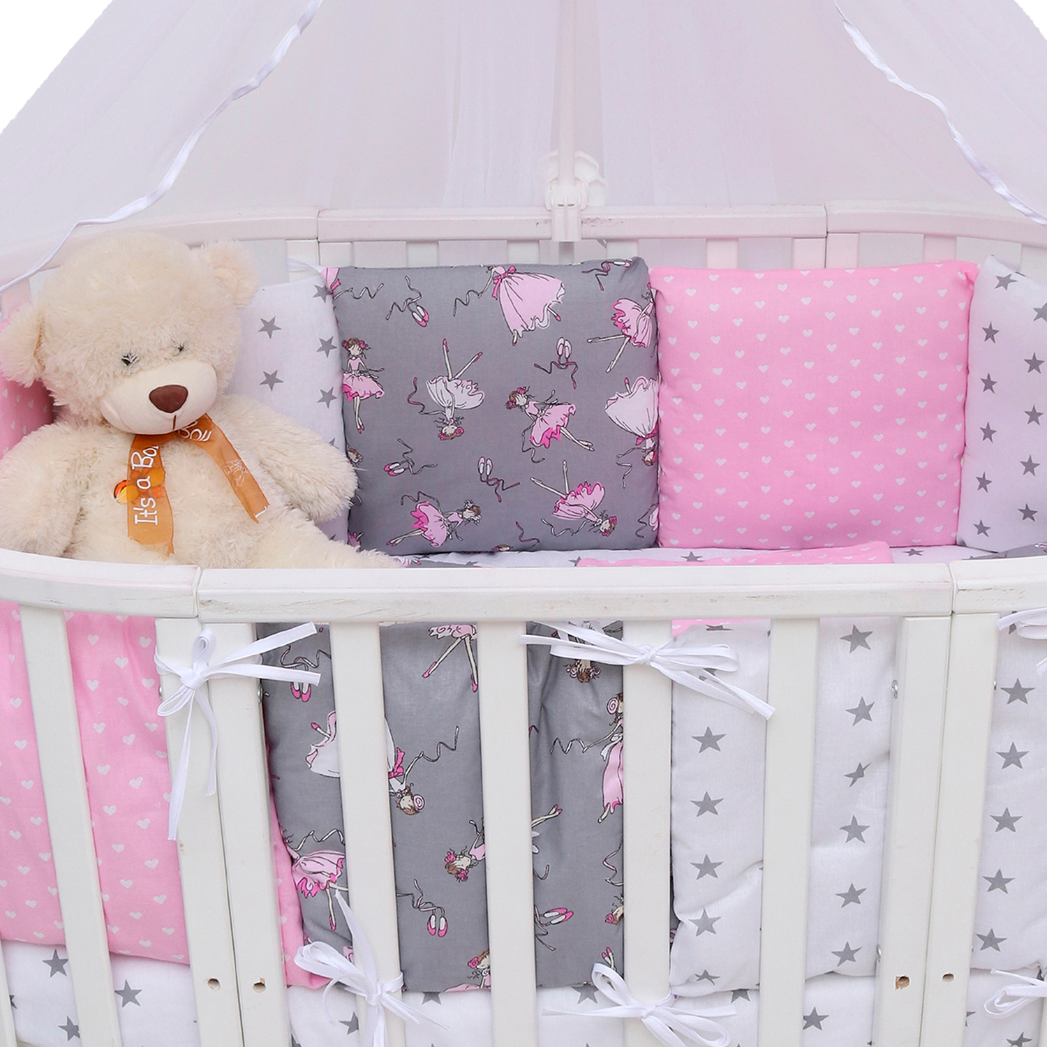 Комплект постельного белья Amarobaby Мечта 8предметов Серый-Розовый - фото 3