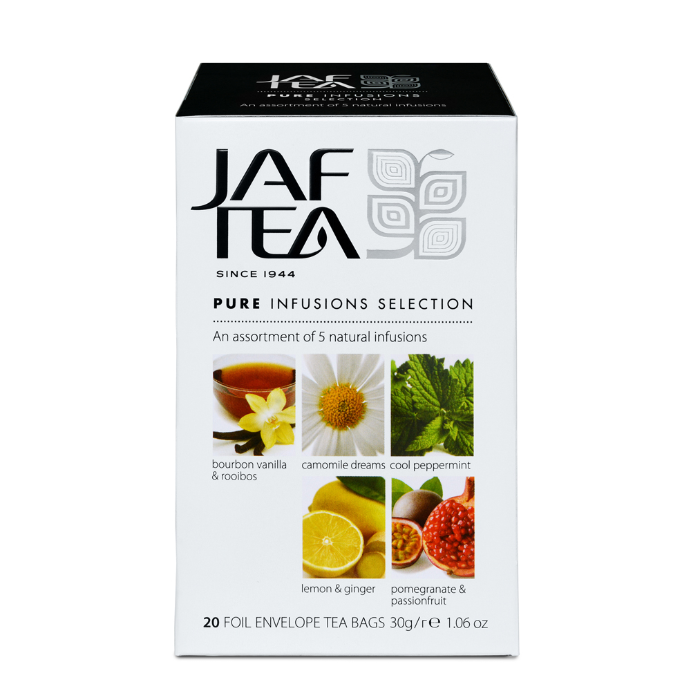 Чай без кофеина JAF TEA Pure Infusions Selections 20 пакетиков в конвертиках Ассорти 5 видов - фото 1