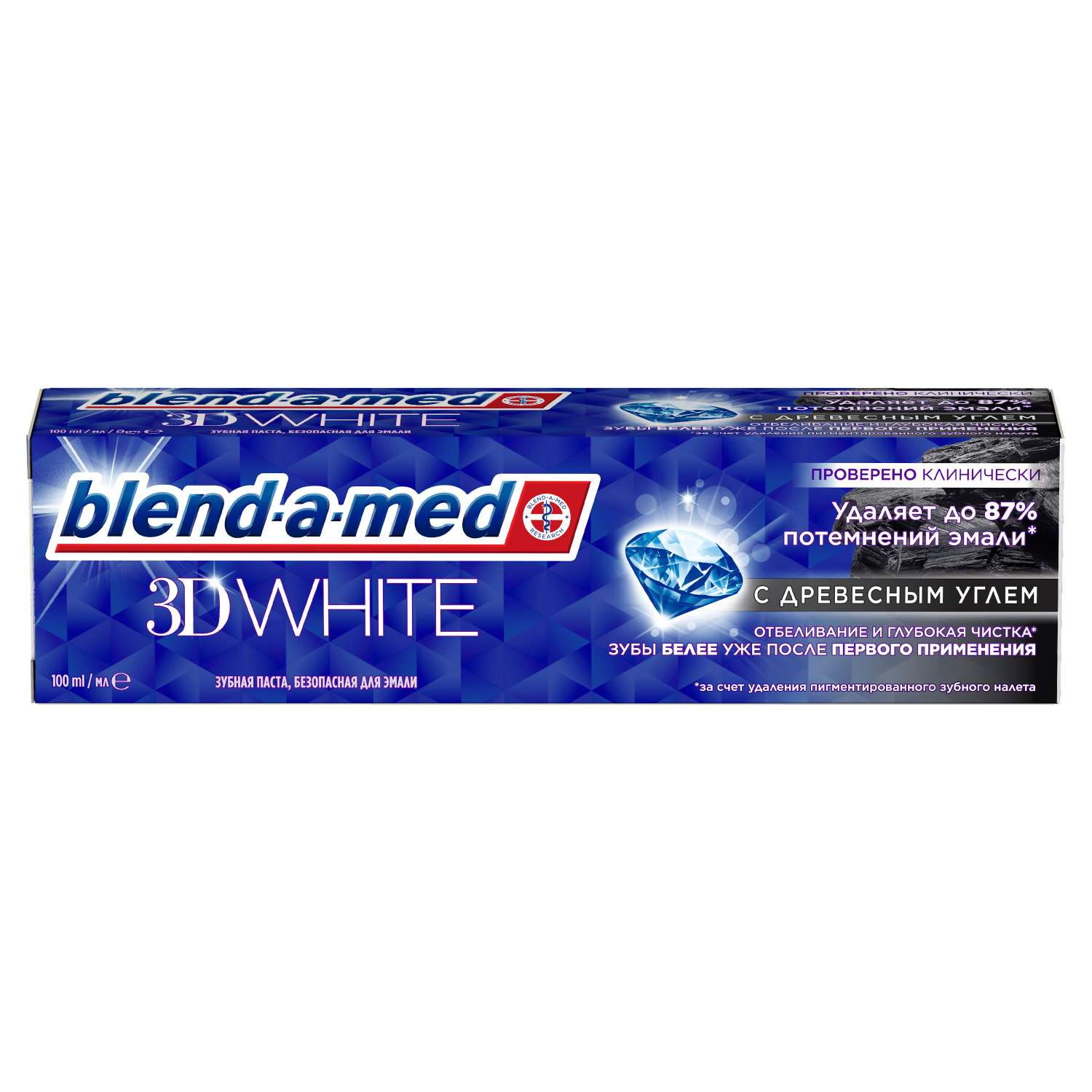 Зубная паста Blend-a-med 3D White Отбеливание и глубокая чистка с древесным углем 100мл - фото 1