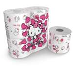 Туалетная бумага World cart с рисунком Hello Kitty 3 слоя 4 рулона по 200 листов