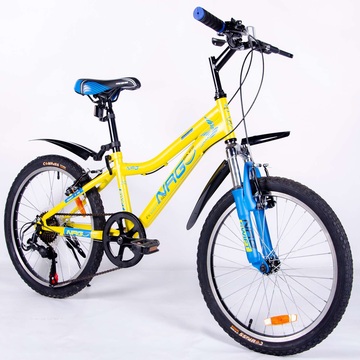 Велосипед NRG BIKES SWIFT 20 lemon-blue-black - фото 1