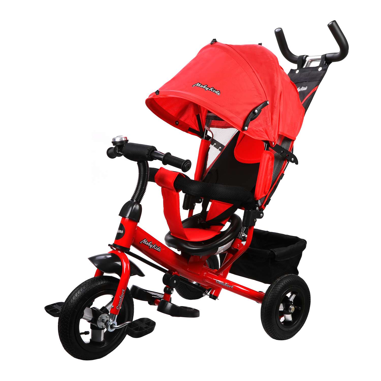 Велосипед трехколесный Moby Kids Comfort 10x8 AIR. Красный с ручкой - фото 1