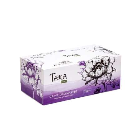 Салфетки бумажные 2 упаковки TAKA Health home серия Tokyo Garden 2 слоя 250 шт