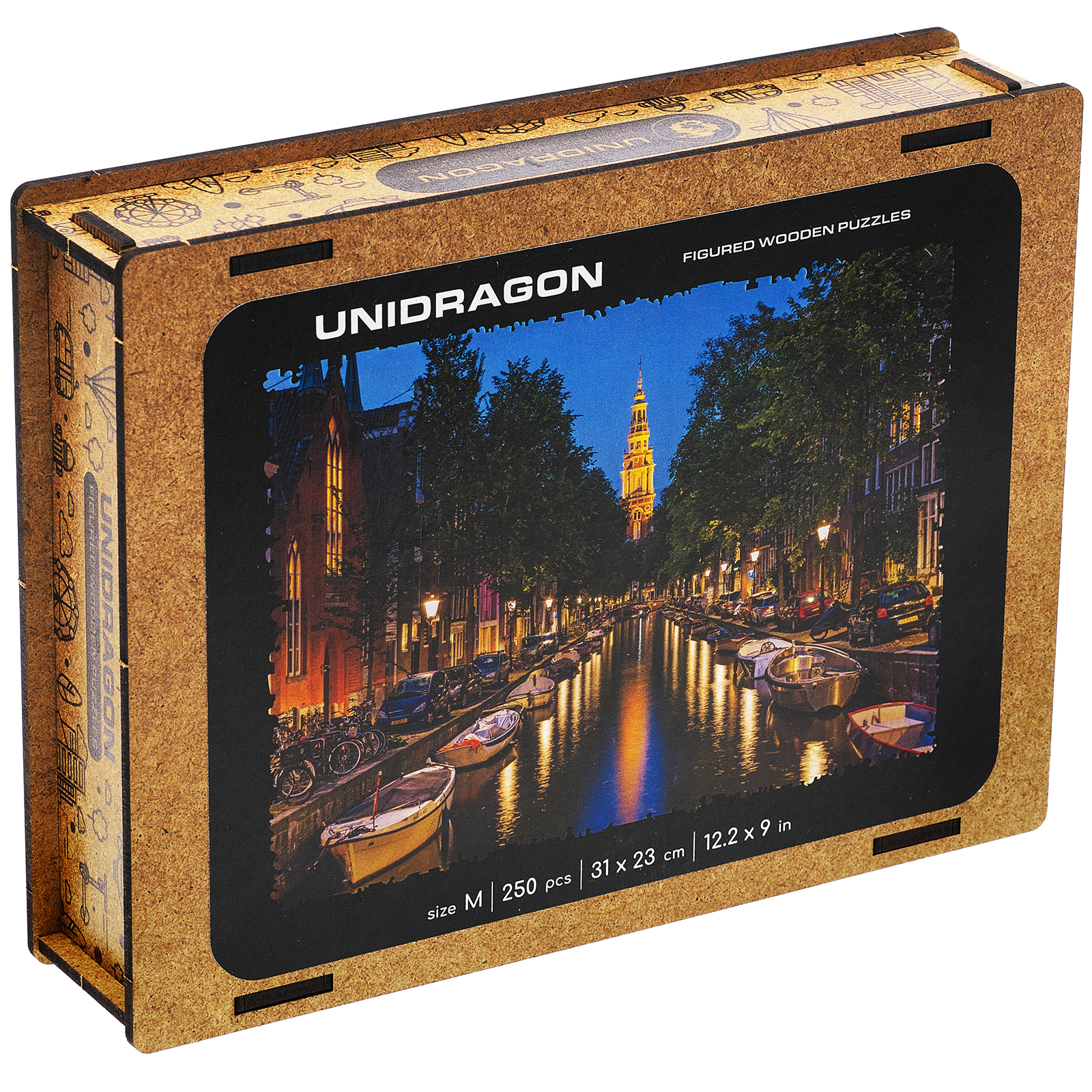 Пазл деревянный UNIDRAGON Вечерний Амстердам 31x23 см 250 деталей - фото 6