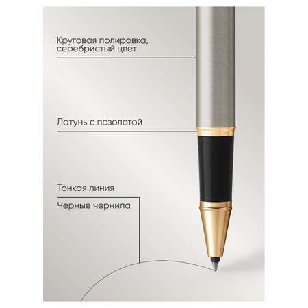Ручка-роллер PARKER IM Brushed Metal GT черная подарочная упаковка