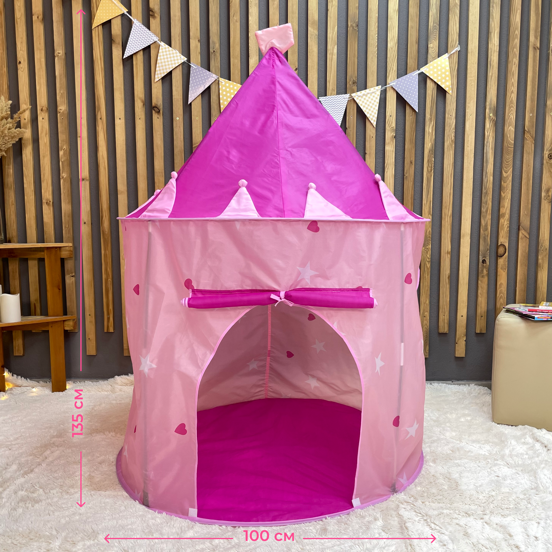 Палатка Gremlin розовая сердечки - фото 9