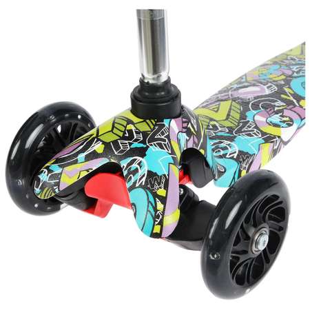 Самокат GRAFFITI колёса световые PU 110/75 мм. ABEC 7