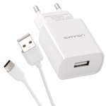 Сетевое ЗУ USAMS Модель T21 Charger kit 1 USB T18 2.1A + кабель Type-C 1m белый