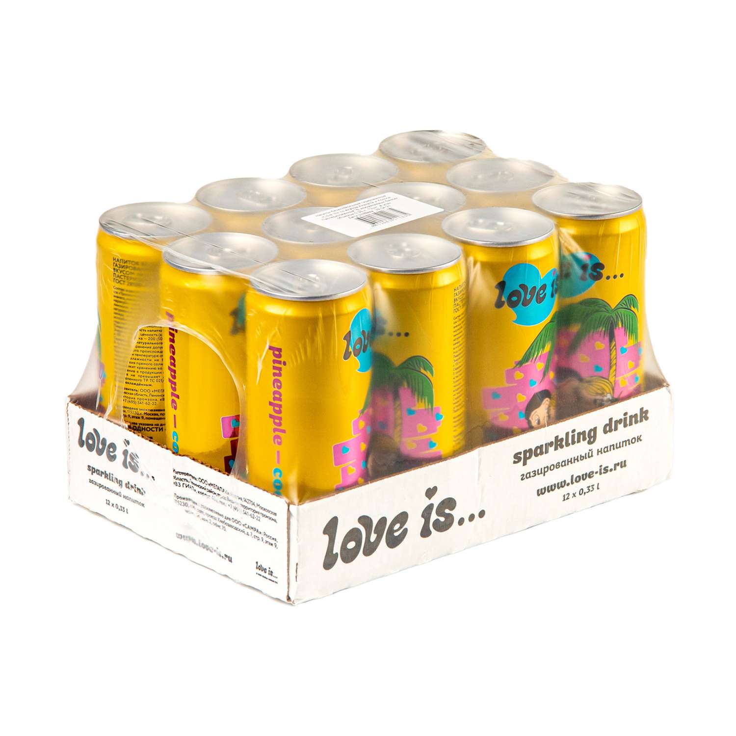 Напиток газированный Love is.. Pineapple - Coconut (Ананас и кокос) 0.33 л 12 штук - фото 2
