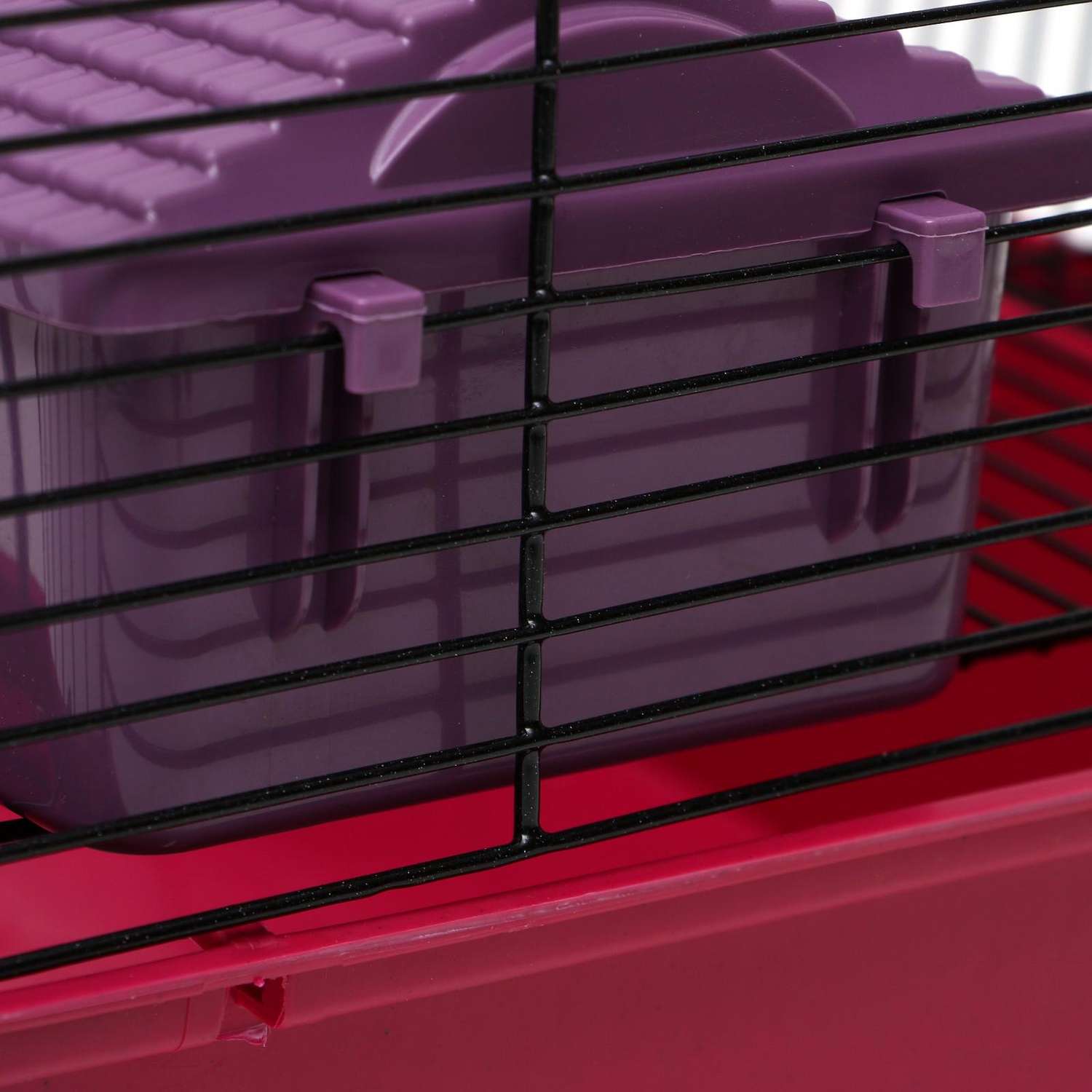 Клетка для грызунов Пижон с этажом укомплектованная 37х26х18 см рубиновая - фото 10