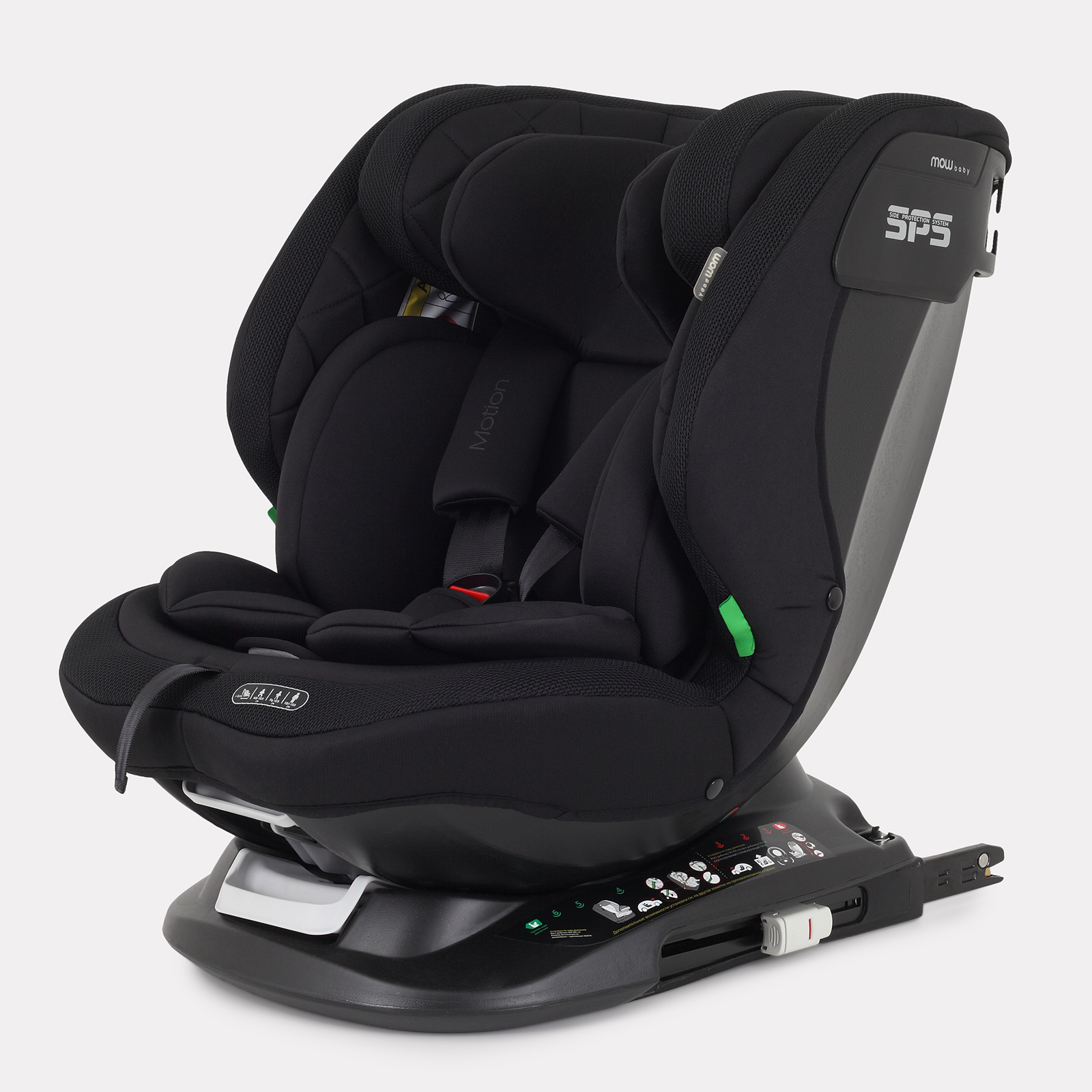 Автокресло с поворотной базой MOWbaby Motion isofix Black 40-150см - фото 11