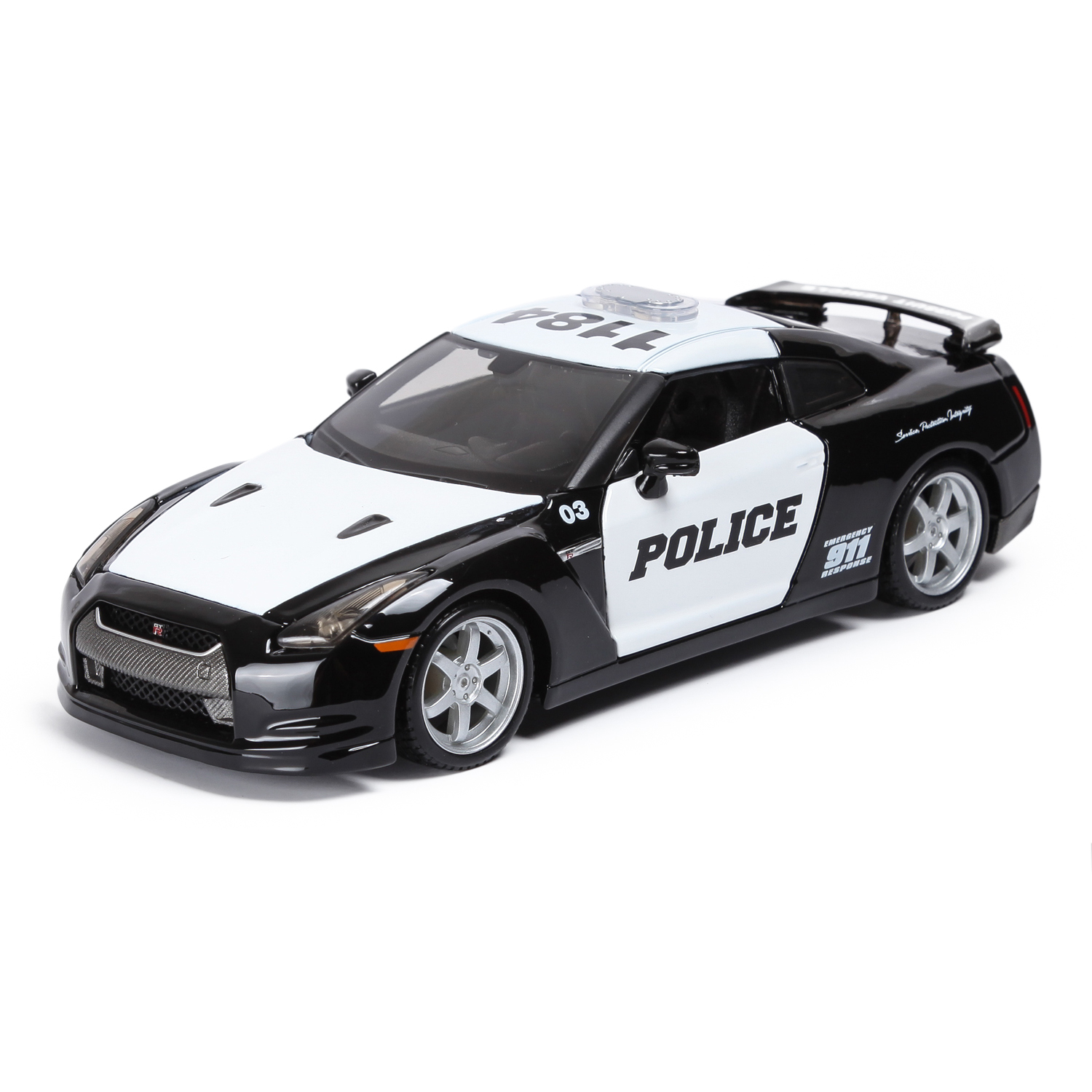 Полицейская машина MAISTO Nissan Gt-R 1:24 черный 32512/32455 - фото 1