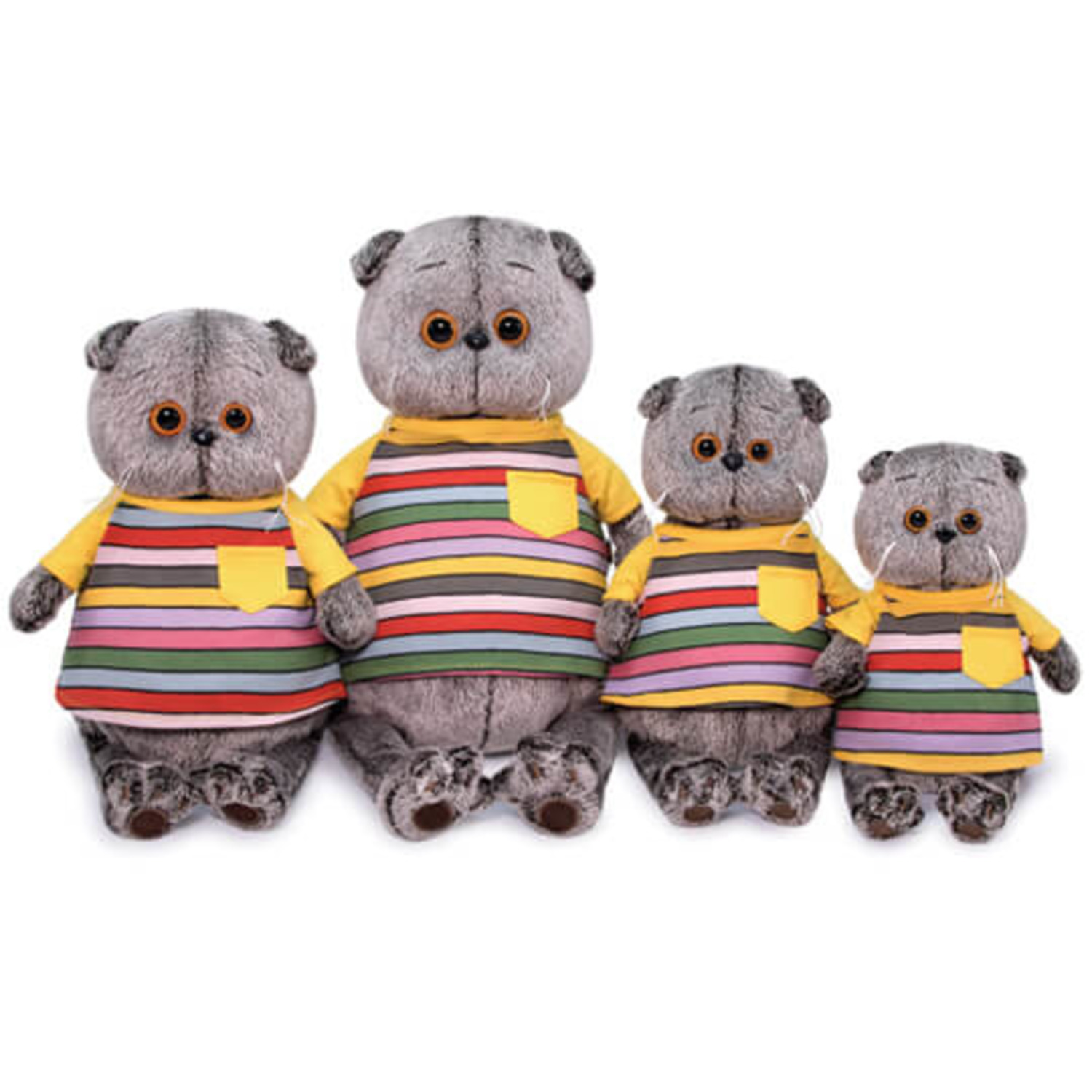 Мягкая игрушка BUDI BASA Кот Басик в полосатой футболке с карманом 30 см BB018 - фото 5