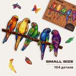 Пазл деревянный UNIDRAGON Игривые попугаи размер 33x19 см 104 детали