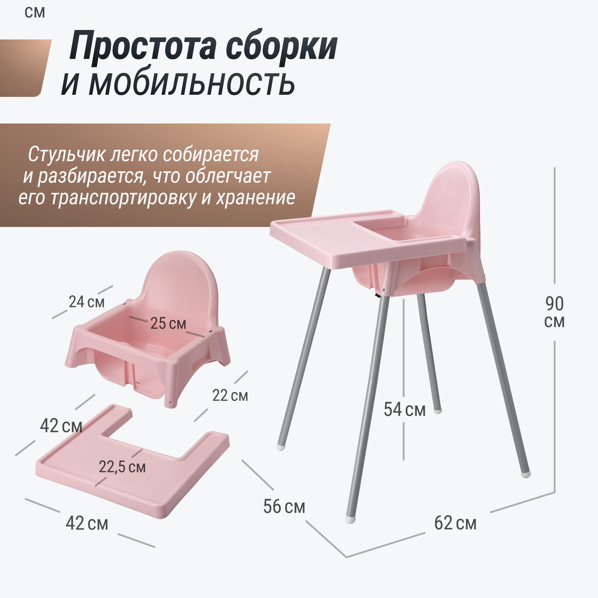 Стульчик для кормления UNIX Kids Fixed Rose классический - фото 5