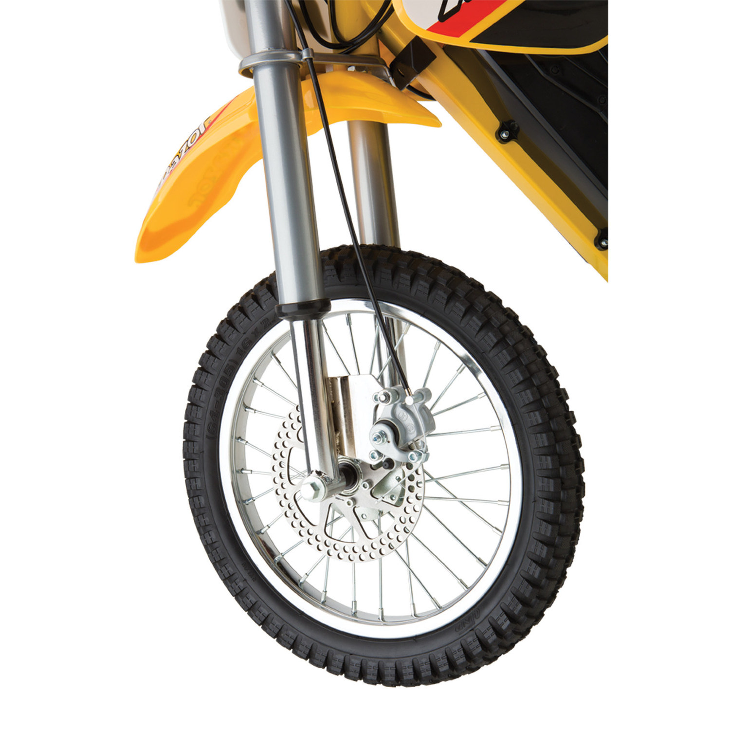 Электромотоцикл для детей RAZOR MX650 жёлтый с амортизаторами для бездорожья - фото 9