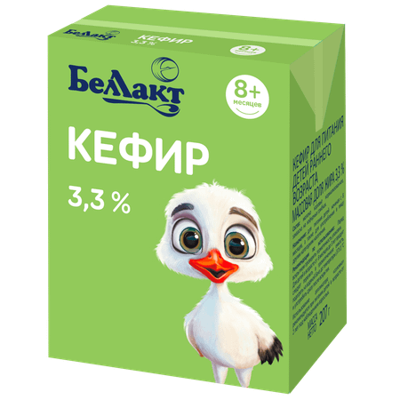 Кефир Беллакт для детского питания массовая доля жира 3.3% Tetra Brik Aseptic (TBA) 207грамм