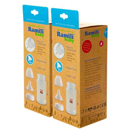 Набор Ramili Baby 240MLX2 из двух противоколиковых бутылочек