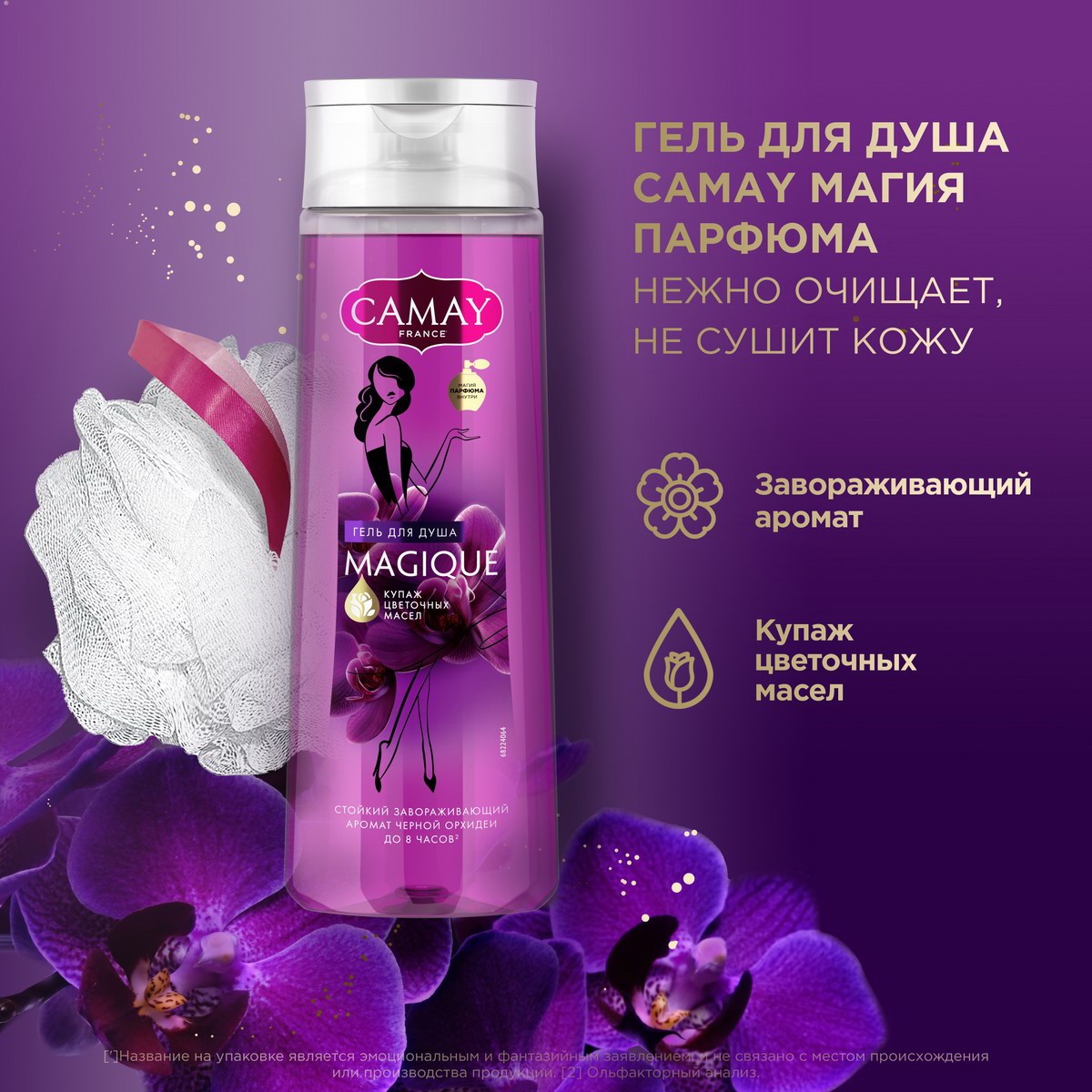 Подарочный набор Camay Magique гель для душа и мочалка - фото 5